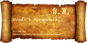 Uzsák Mirandola névjegykártya